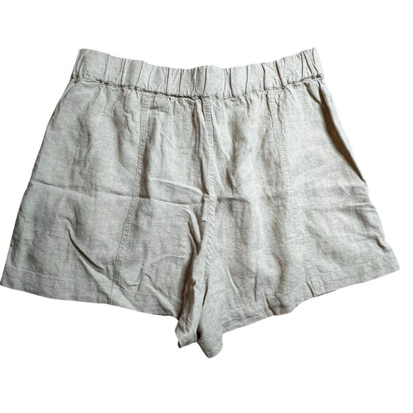 Madewell Womens Pull On Linen-Blend Elastic Waist Shorts Pockets Beige Large NWT - Picture 2 of 8